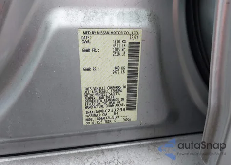 2015 Nissan Altima 2.5 Sv from USA, damaged, VIN 1N4AL3AP0FC233298
